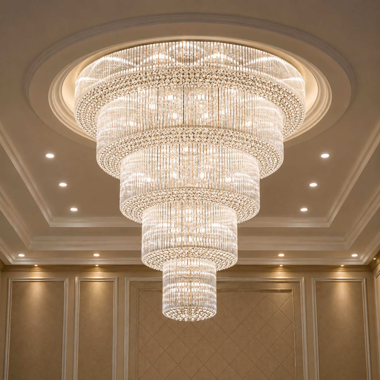 Grand Tiered Crystal Cascade Chandelier — Chandeliers by Kamatlux Lighting
