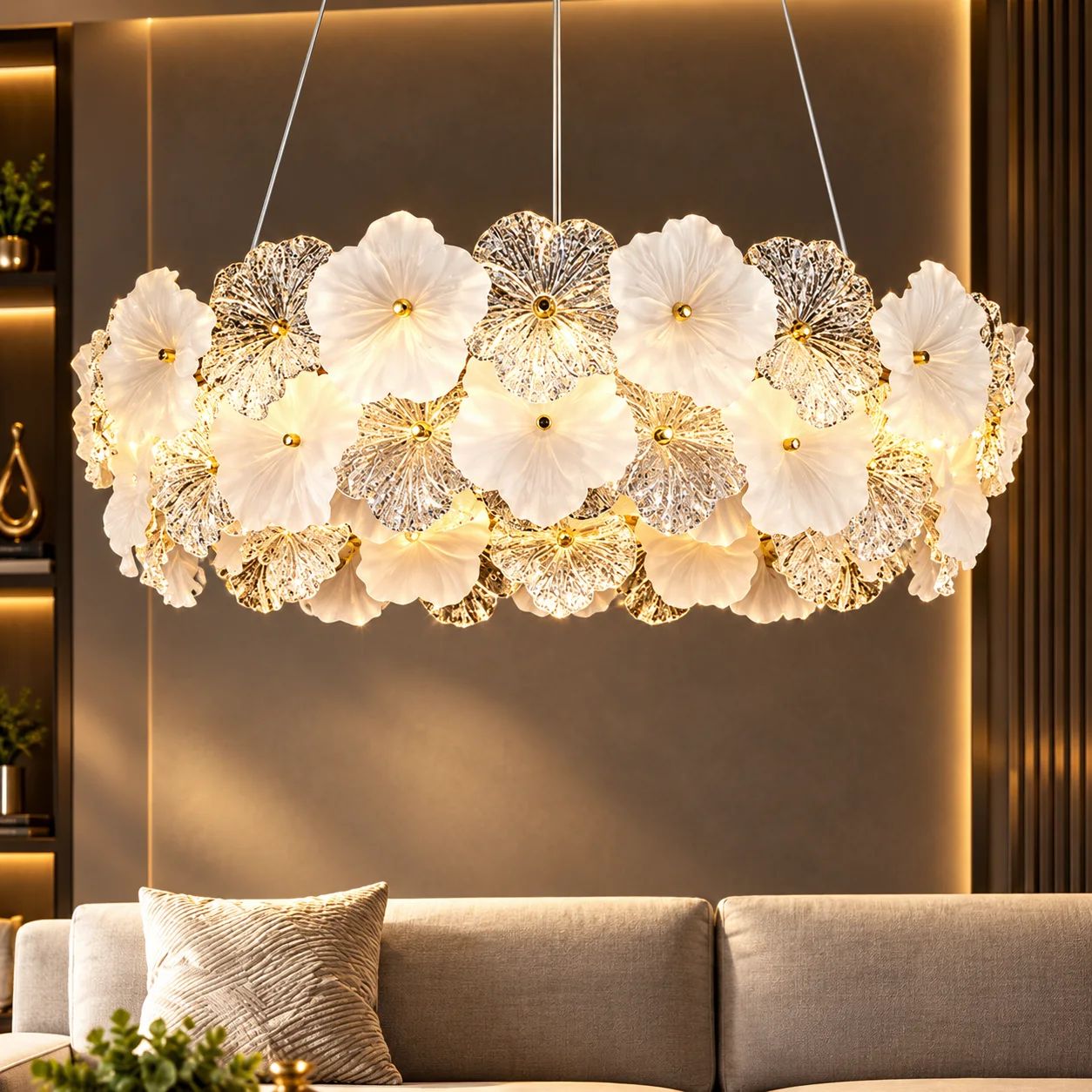Royal Floral Crystal Linear Chandelier