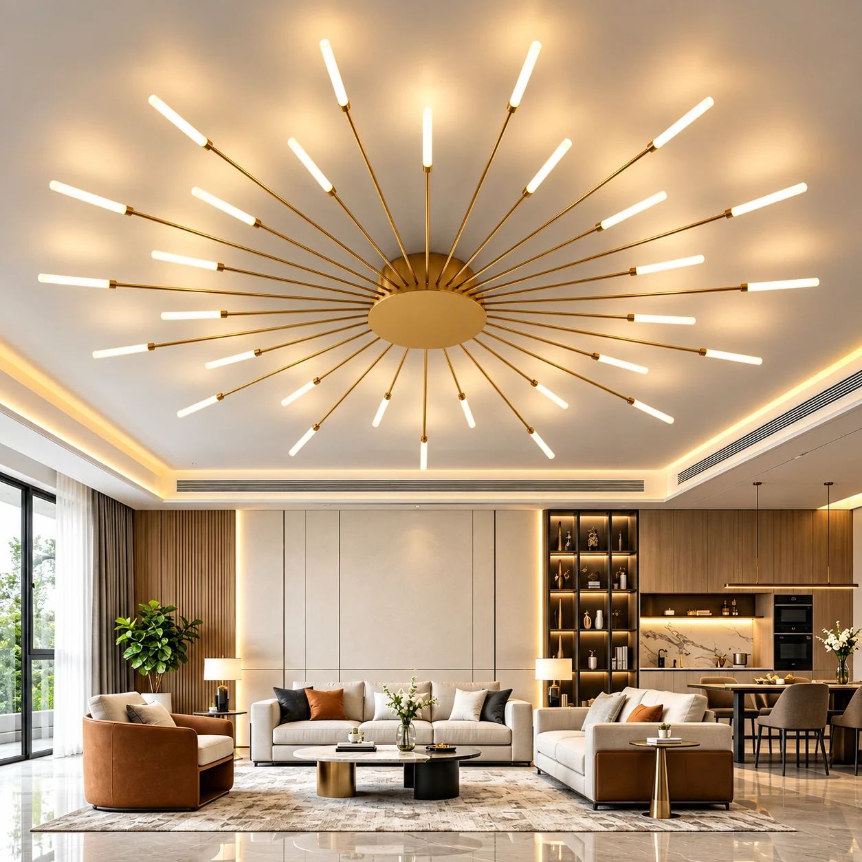 Modern Gold Sputnik LED Chandelier