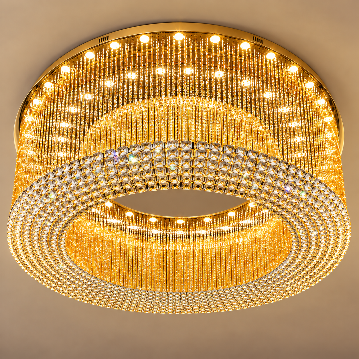 Grand Imperial Gold Crystal Ring Chandelier — Chandeliers by Kamatlux Lighting