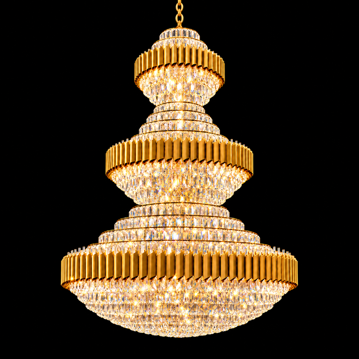Regal Gold Crystal Tiered Chandelier — Chandeliers by Kamatlux Lighting
