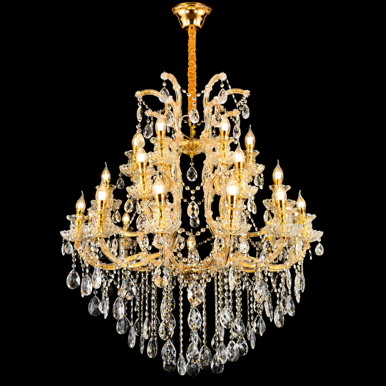Modern Royal Crystal Chandelier – Gold Finish — Chandeliers by Kamatlux Lighting