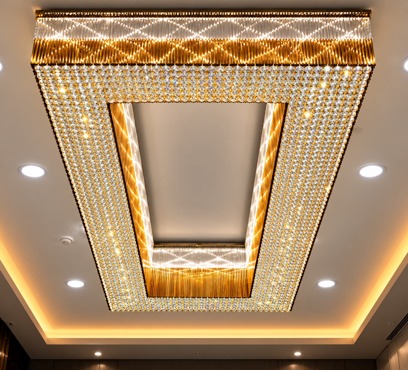 Luxury Gold Rectangular Crystal LED Chandelier primary image