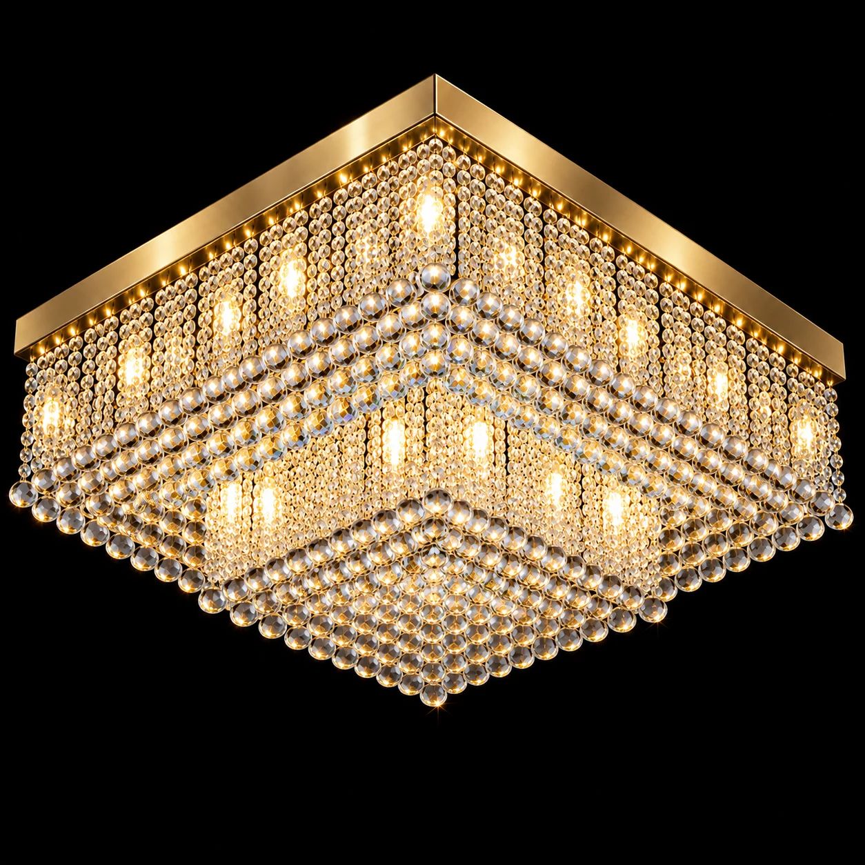 Modern Square Crystal Chandelier — Chandeliers by Kamatlux Lighting